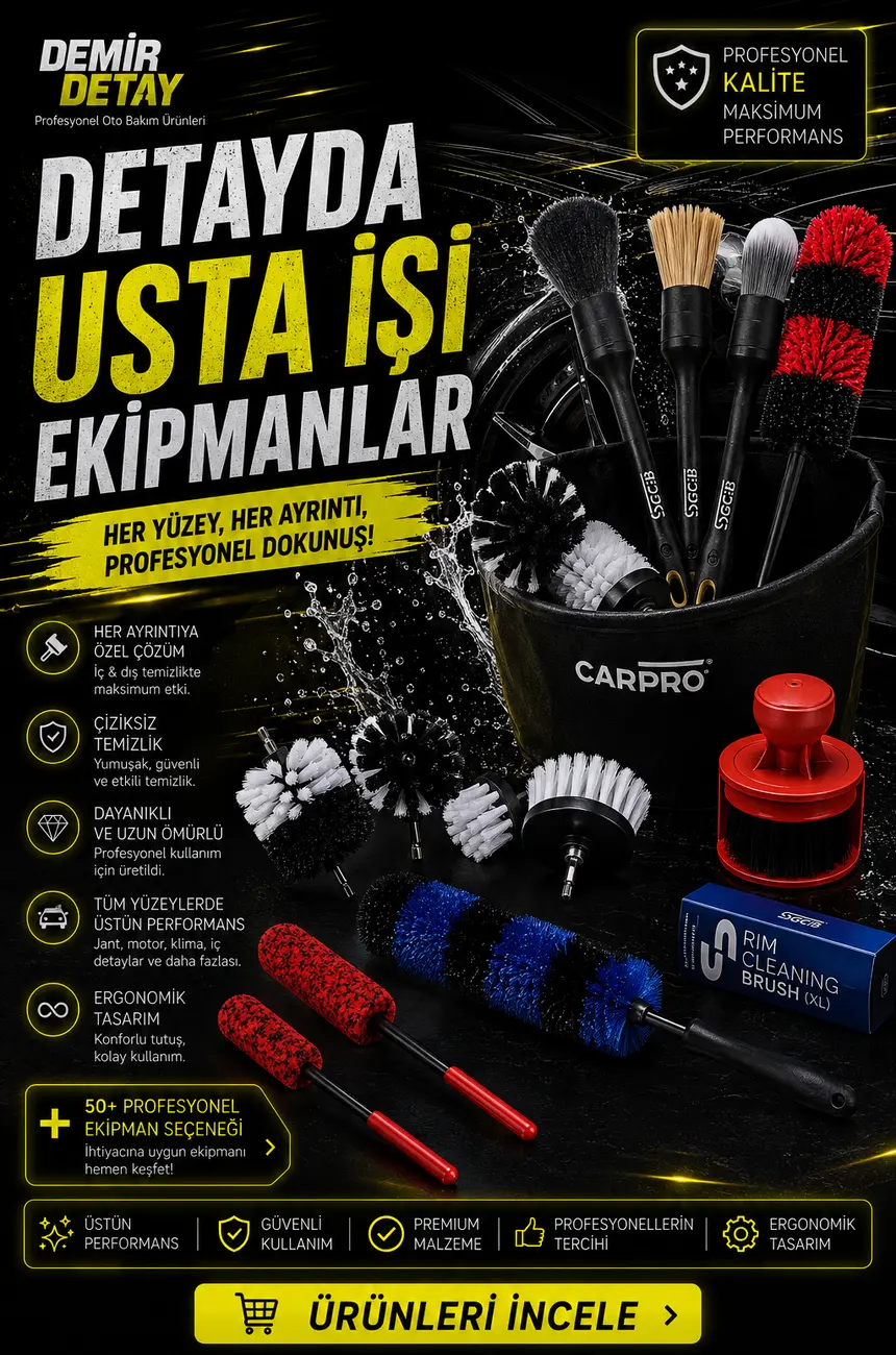 Detay Fırçaları ve Ekipmanları | Jant, İç Detay, Motor ve Profesyonel Oto Detailing Fırçaları