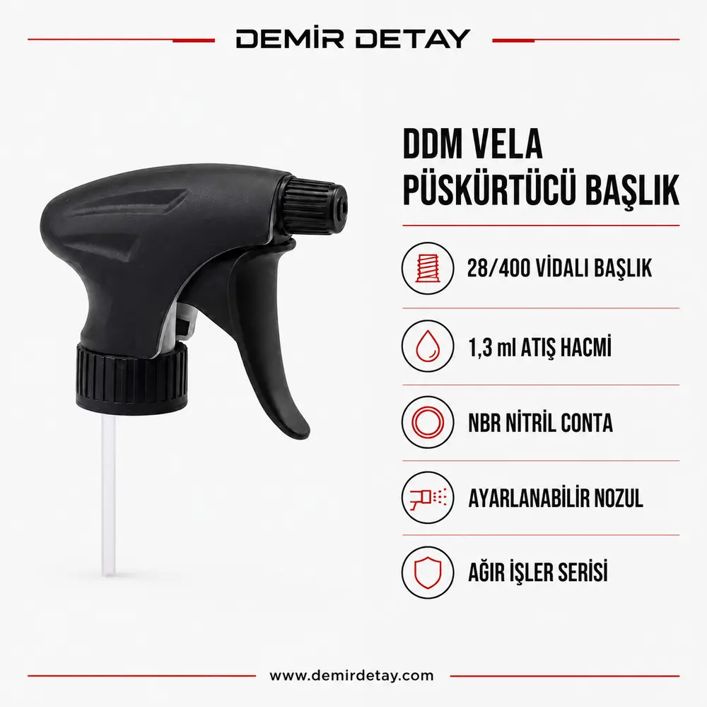 DDM VELA Kimyasal Dayanımlı NBR Püskürtücü Başlık 28/400 Siyah