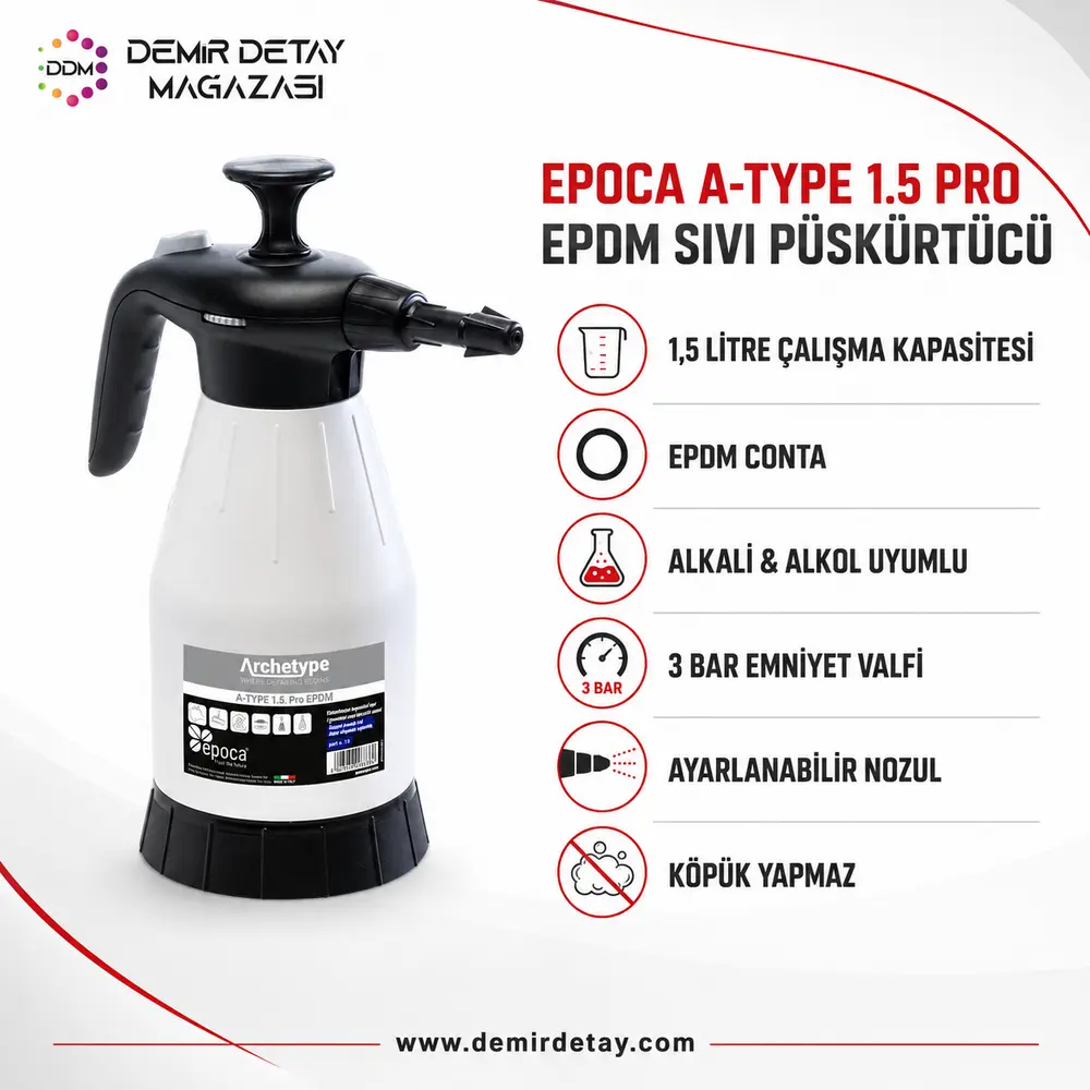 Epoca A-Type 1.5 Pro EPDM Alkali ve Alkol Dayanımlı Basınçlı Pompa 1,8 Litre