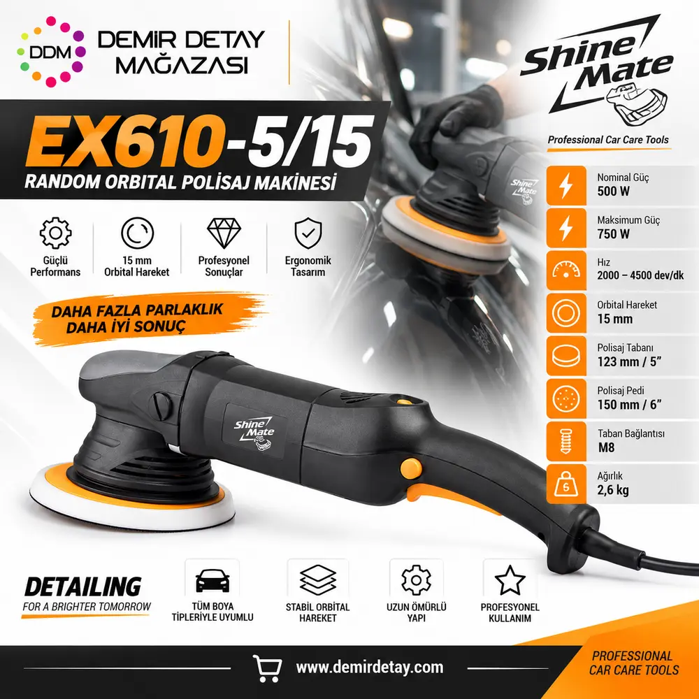 ShineMate EX610-5/15 Orbital Polisaj Makinesi 125 mm 500 W