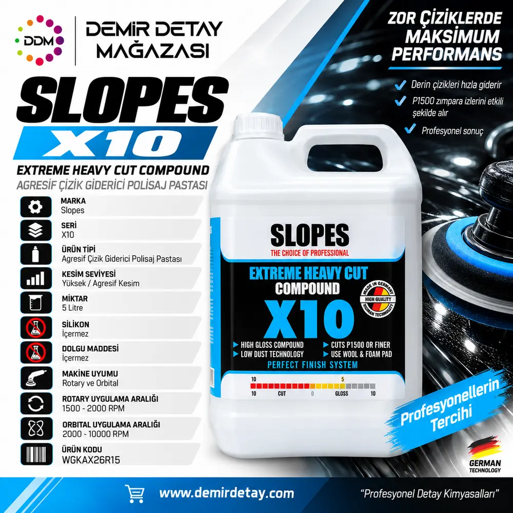 Slopes X10 Agresif Çizik Giderici Kalın Pasta 5 L