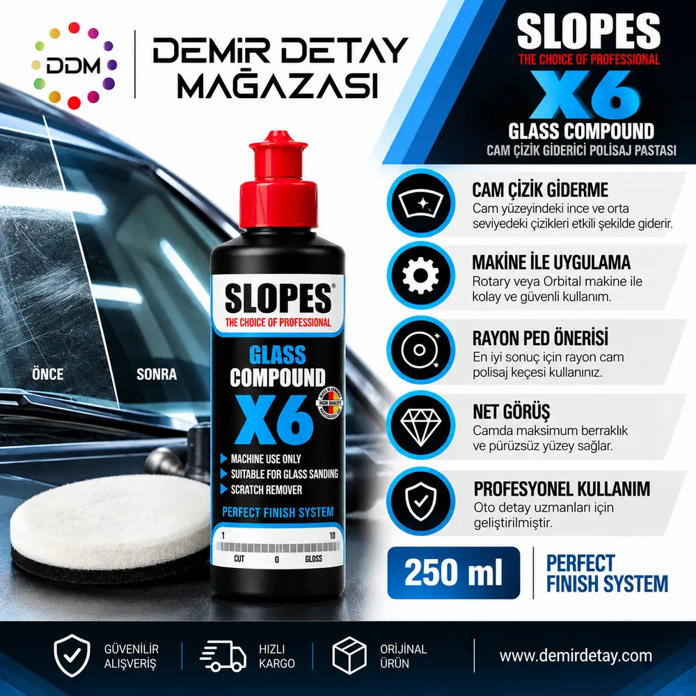 Slopes X6 Glass Compound Cam Çizik Giderici Pasta 250 ml