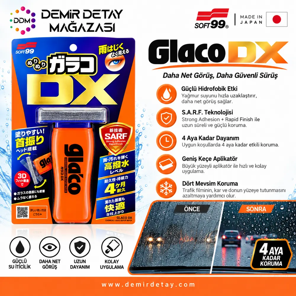 Soft99 Glaco DX Yağmur Su Kaydırıcı Cam Kaplama 110 ml
