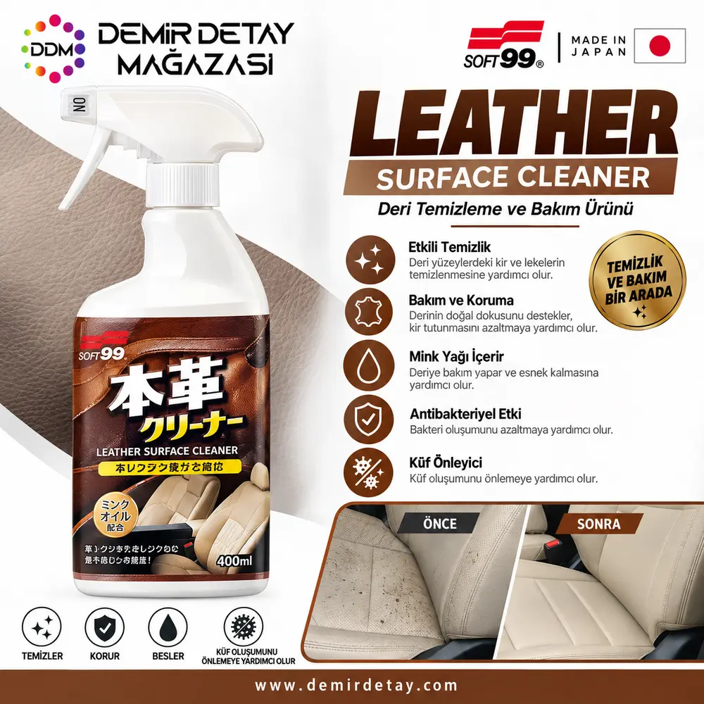 Soft99 Leather Surface Cleaner Deri Temizleyici ve Bakım Ürünü 400 ml
