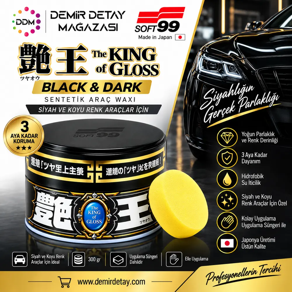 Soft99 The King of Gloss Dark Wax 300 Gr – Siyah ve Koyu Renk Araçlar