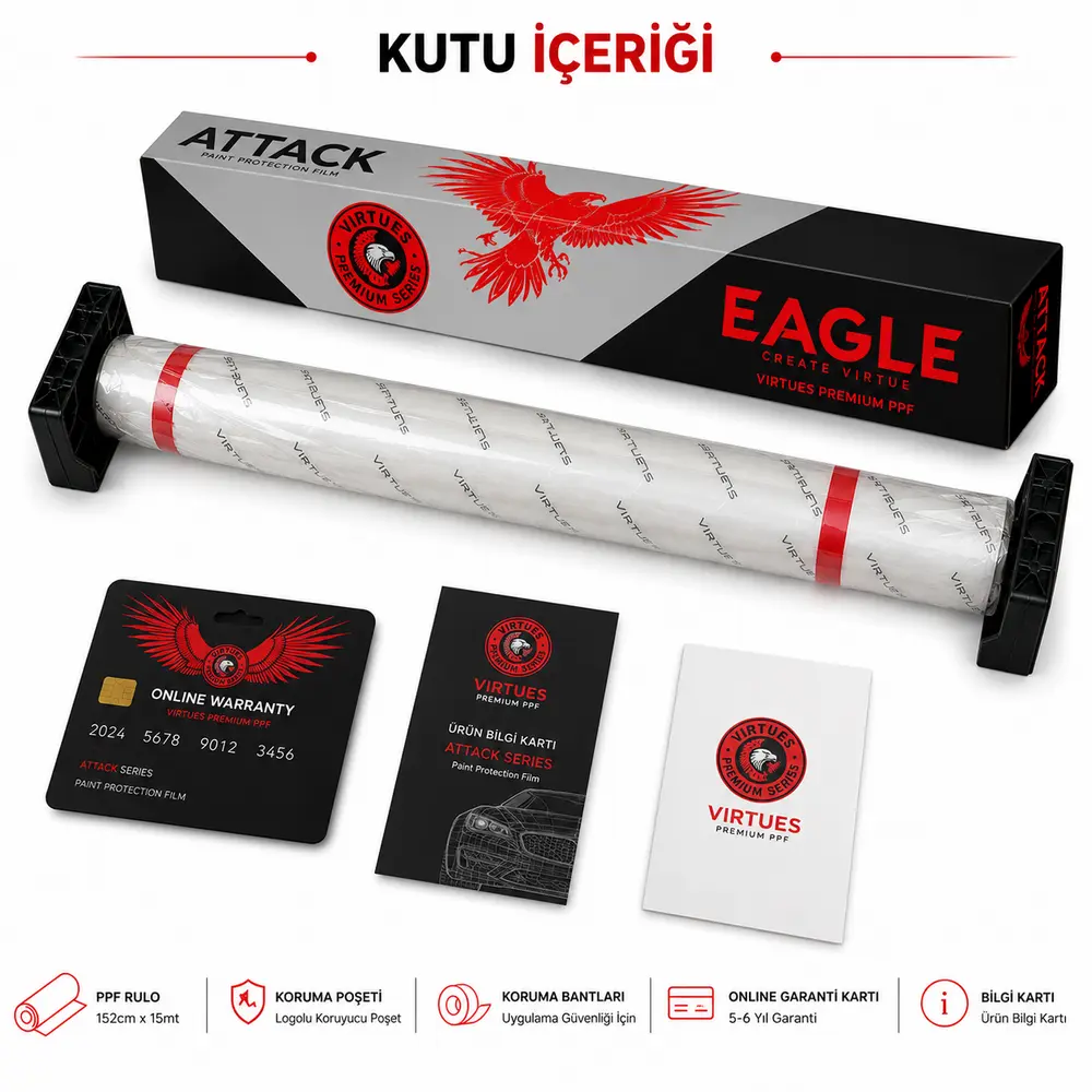 Virtues Attack Seri 190 Micron TPU Boya Koruma Filmi 152 cm x 15 m