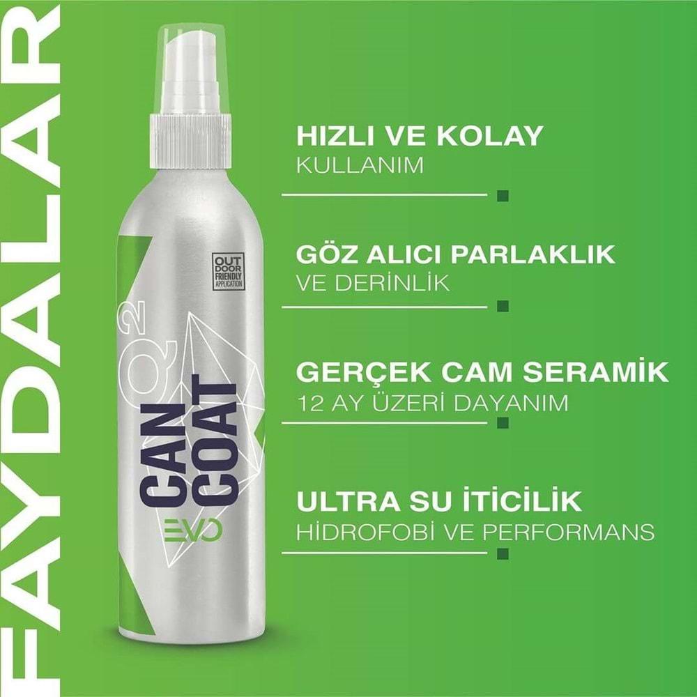 Gyeon Q² CanCoat EVO Hidrofobik Nano Seramik Kaplama Seti 200 ML | SiO₂ Sprey Seramik Kaplama ve 12 Ay Koruma