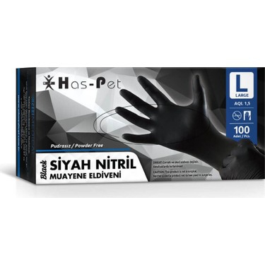 Haspet siyah nitril eldiven large 100 lü