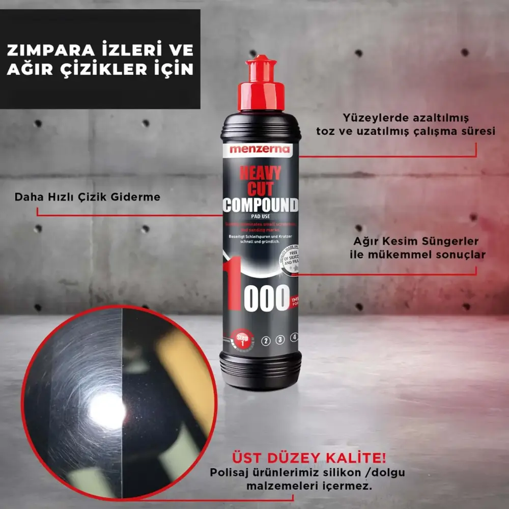 Menzerna Heavy Cut Compound 1000 Ağır Çizik Giderici Kalın Pasta 1 Kg