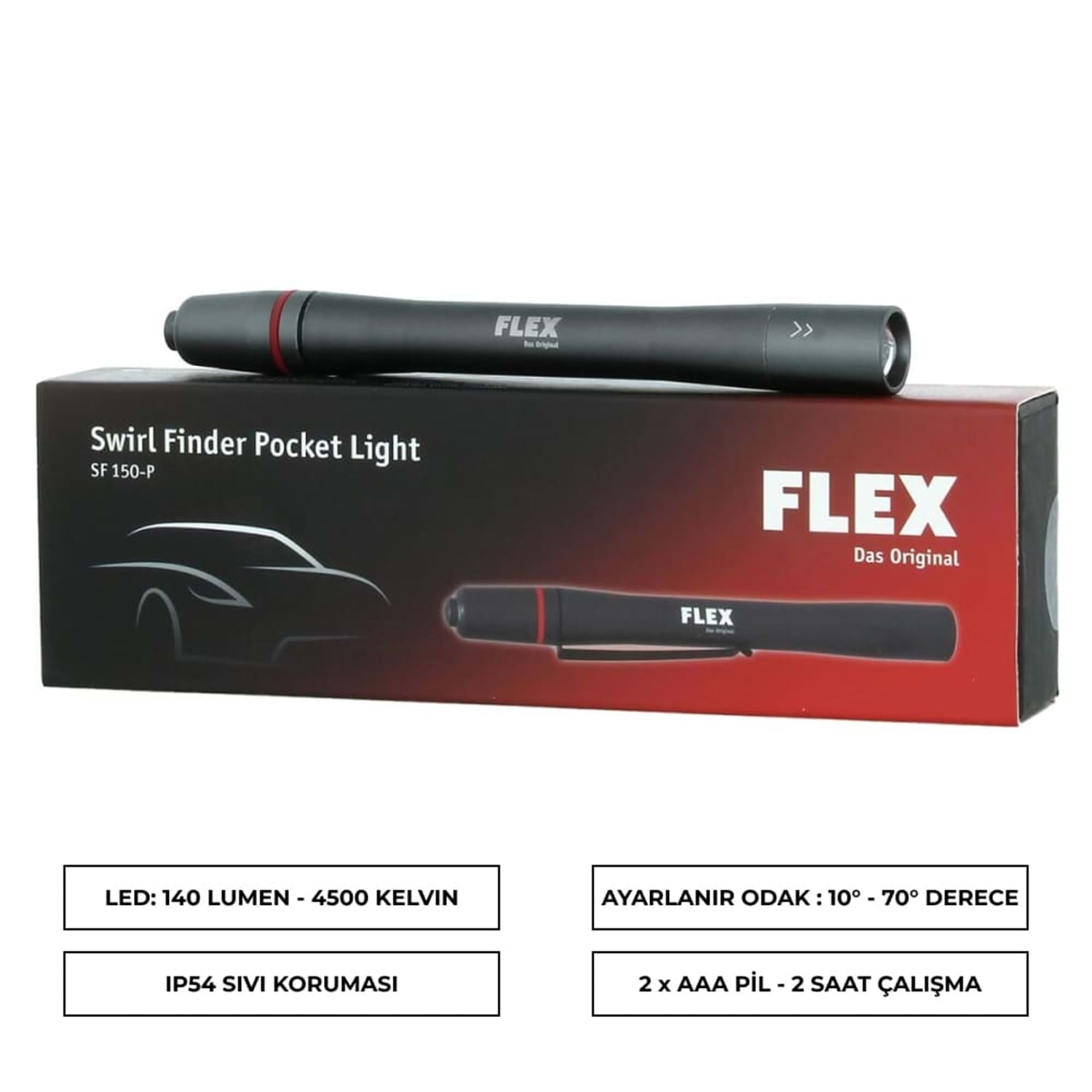 Flex SF 150-P LED Detailing El Feneri 140 Lümen | Kalem Tipi Boya Kontrol Lambası