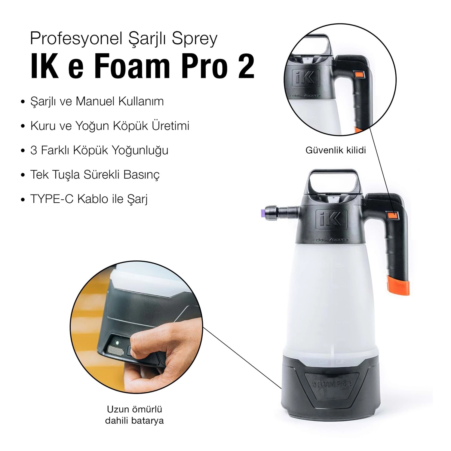 IK e Foam Pro 2 Şarjlı Köpük Pompası 2 Litre