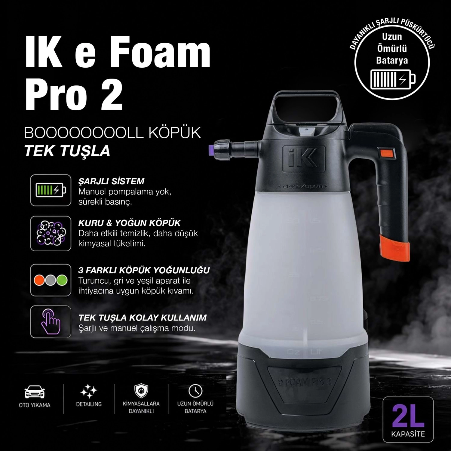 IK e Foam Pro 2 Şarjlı Köpük Pompası 2 Litre