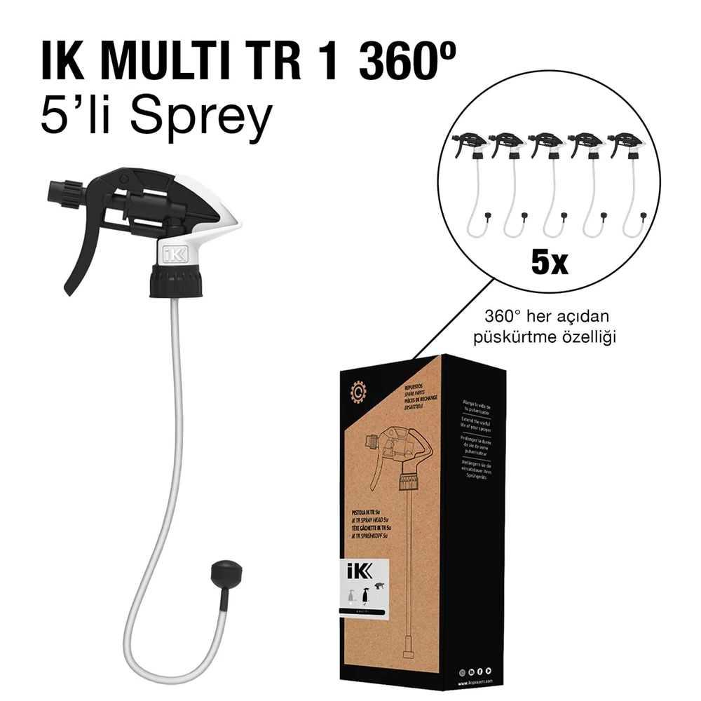IK Multi TR 1 360° Kimyasal Dayanımlı Triger Püskürtücü Başlık – 5’li Paket