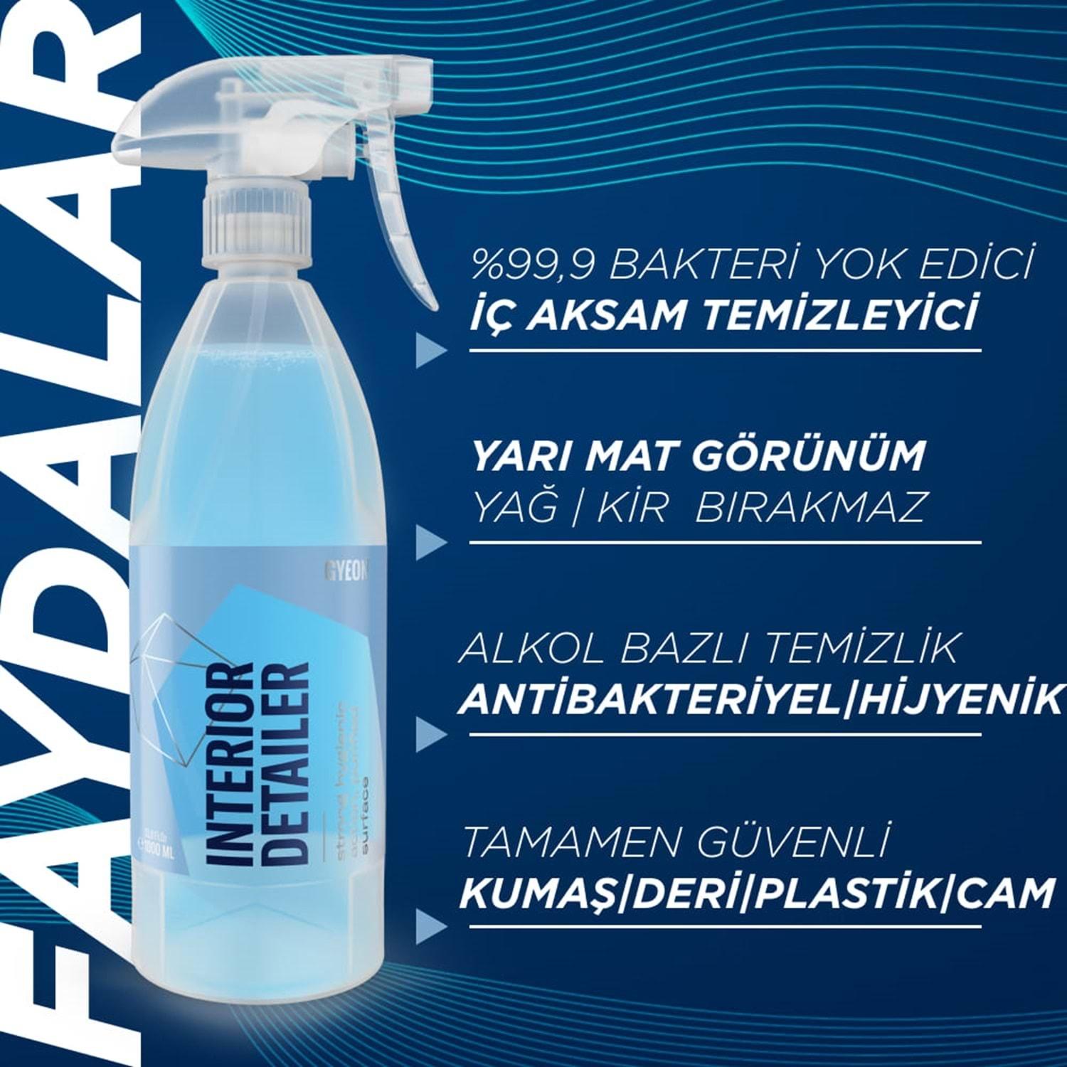 GYEON Q²M İnteriorDetailer Araç İçi Bakteri Virüs Temizleyici - 4000 ml -Alkol Bazlı