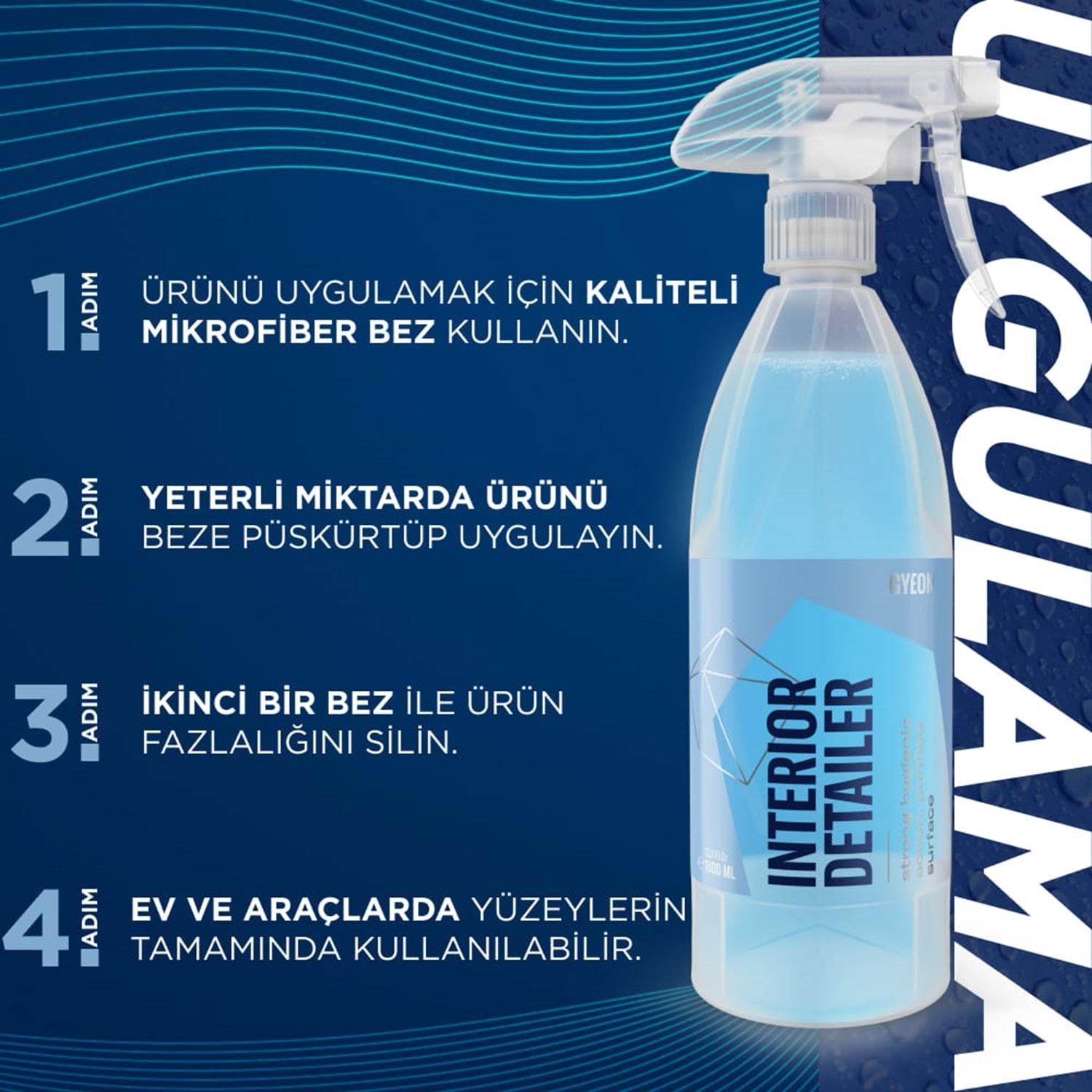 GYEON Q²M İnteriorDetailer Araç İçi Bakteri Virüs Temizleyici - 4000 ml -Alkol Bazlı