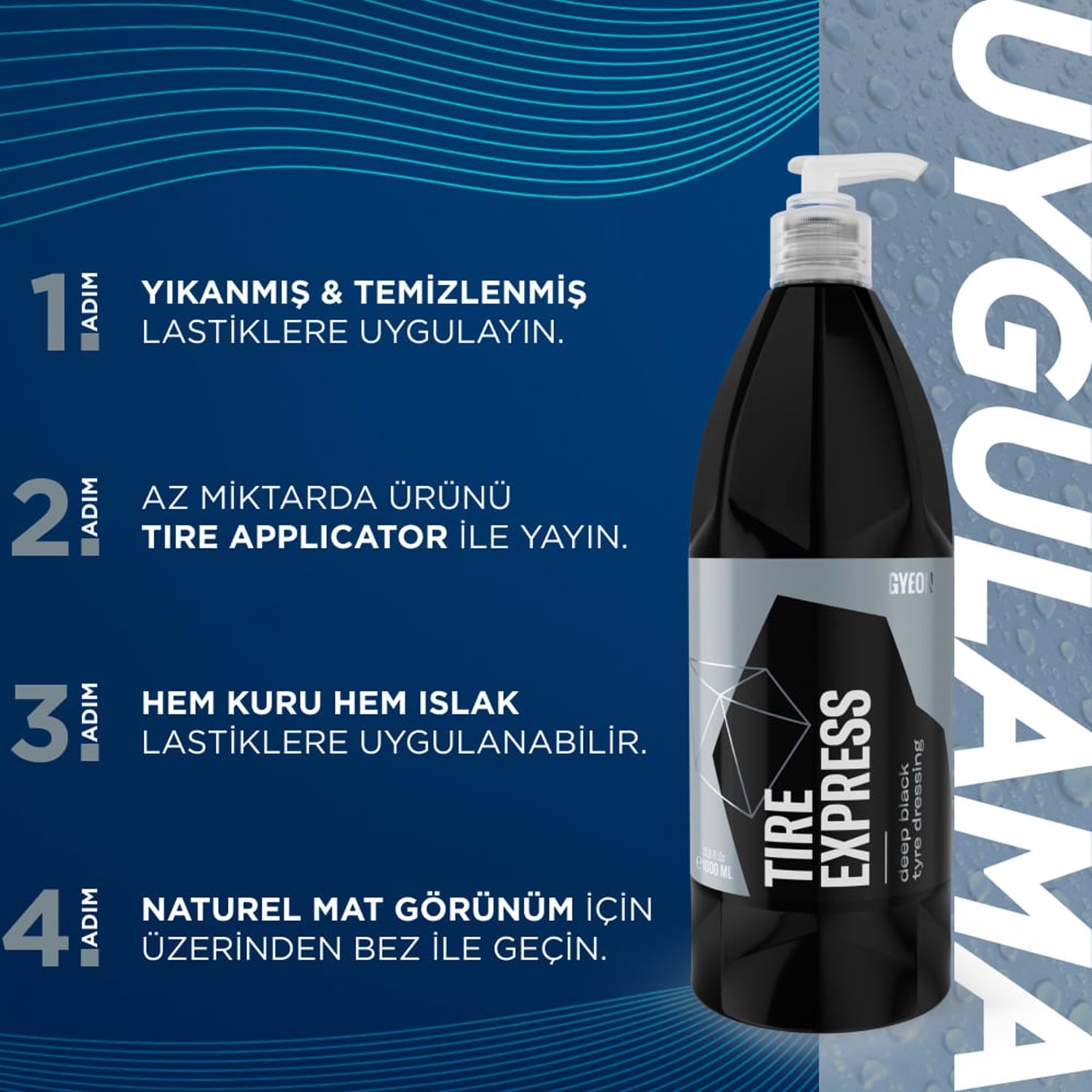 Gyeon Q²M Tire Express Lastik Parlatıcı 500 ML | Doğal Mat Görünüm ve Su Bazlı Lastik Bakımı