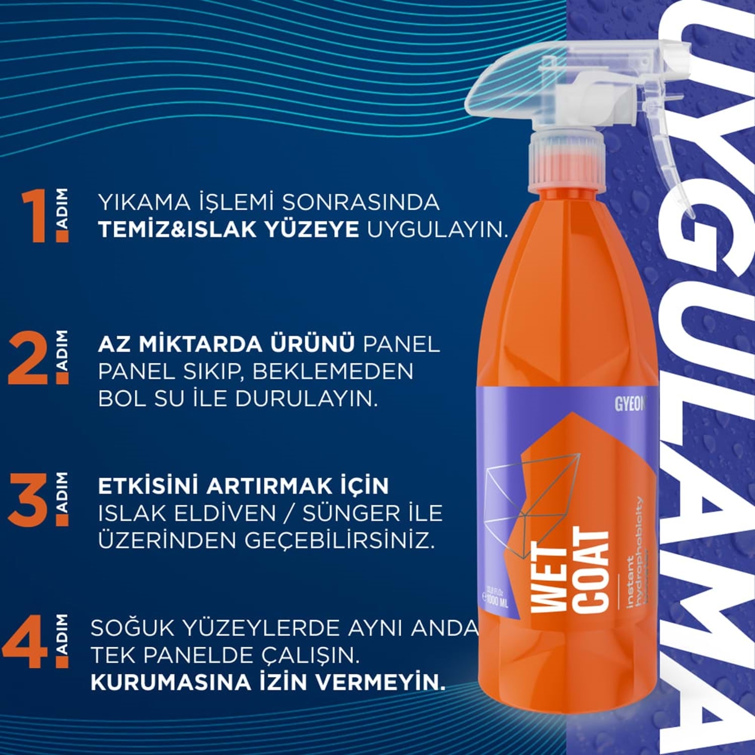 Gyeon Q²M WetCoat Nano Boya Koruma ve Seramik Sprey Hızlı Cila 4000 ML | Su İtici Parlak Islak Görünüm Koruması