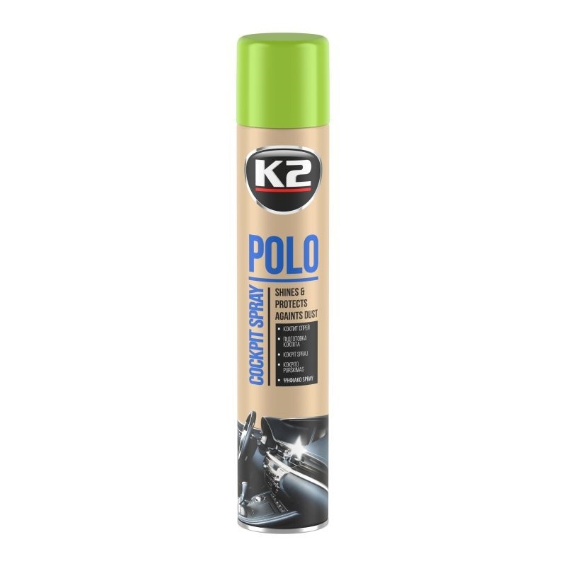 K2 Polo Cockpit Yeşil Elma Plastik, Vinil ve Ahşap Koruyucu 750 ML | Torpido Parlatıcı ve İç Trim Bakım Spreyi