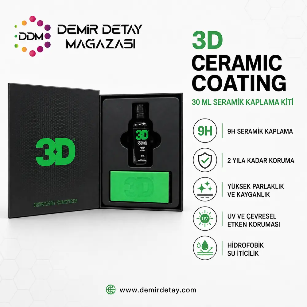 3D 9H Ceramic Coating Seramik Kaplama 30 ML | Profesyonel Boya Koruma ve Hidrofobik Kaplama