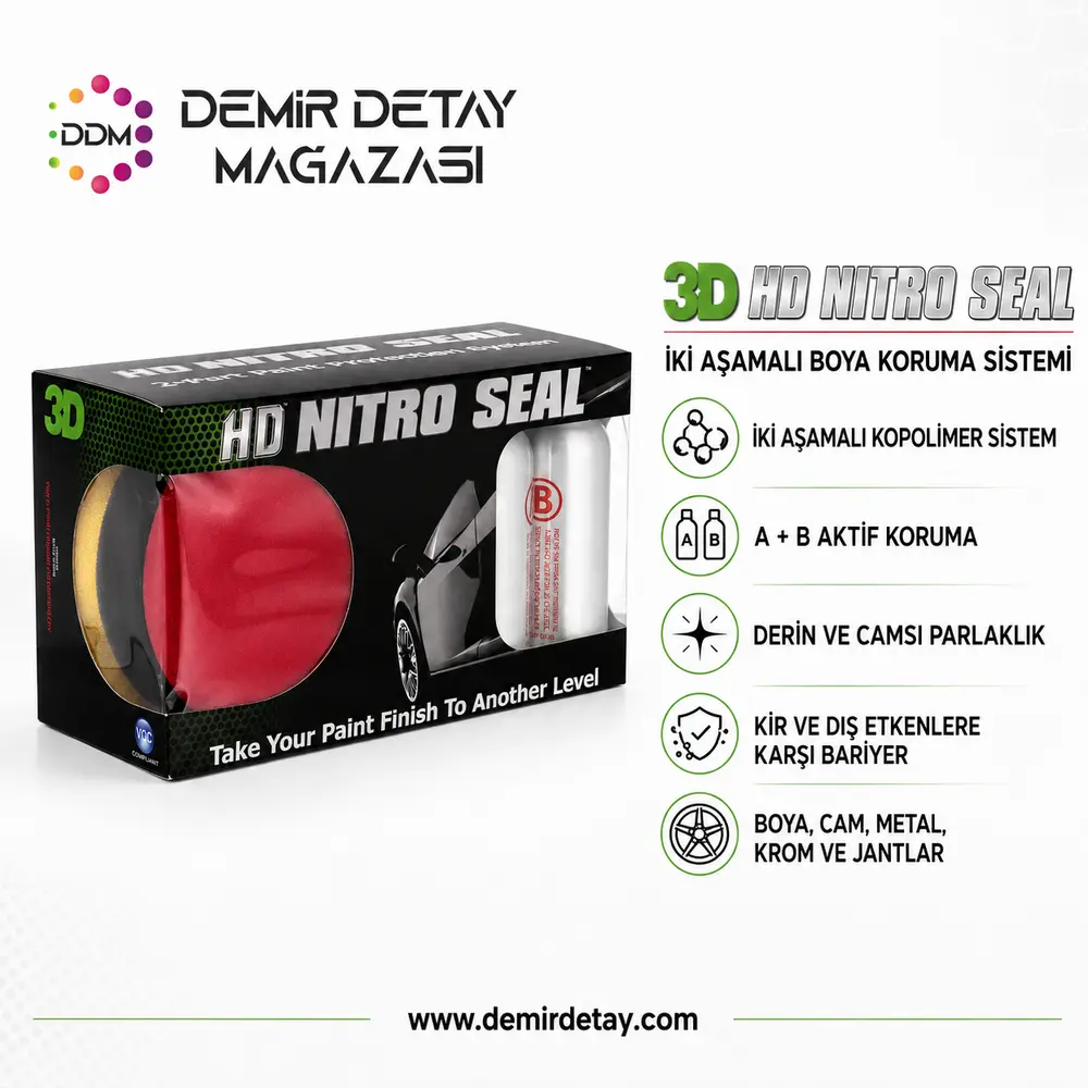 3D HD Nitro Seal Boya Koruma Seti | 2 Aşamalı Co-Polimer Paint Sealant