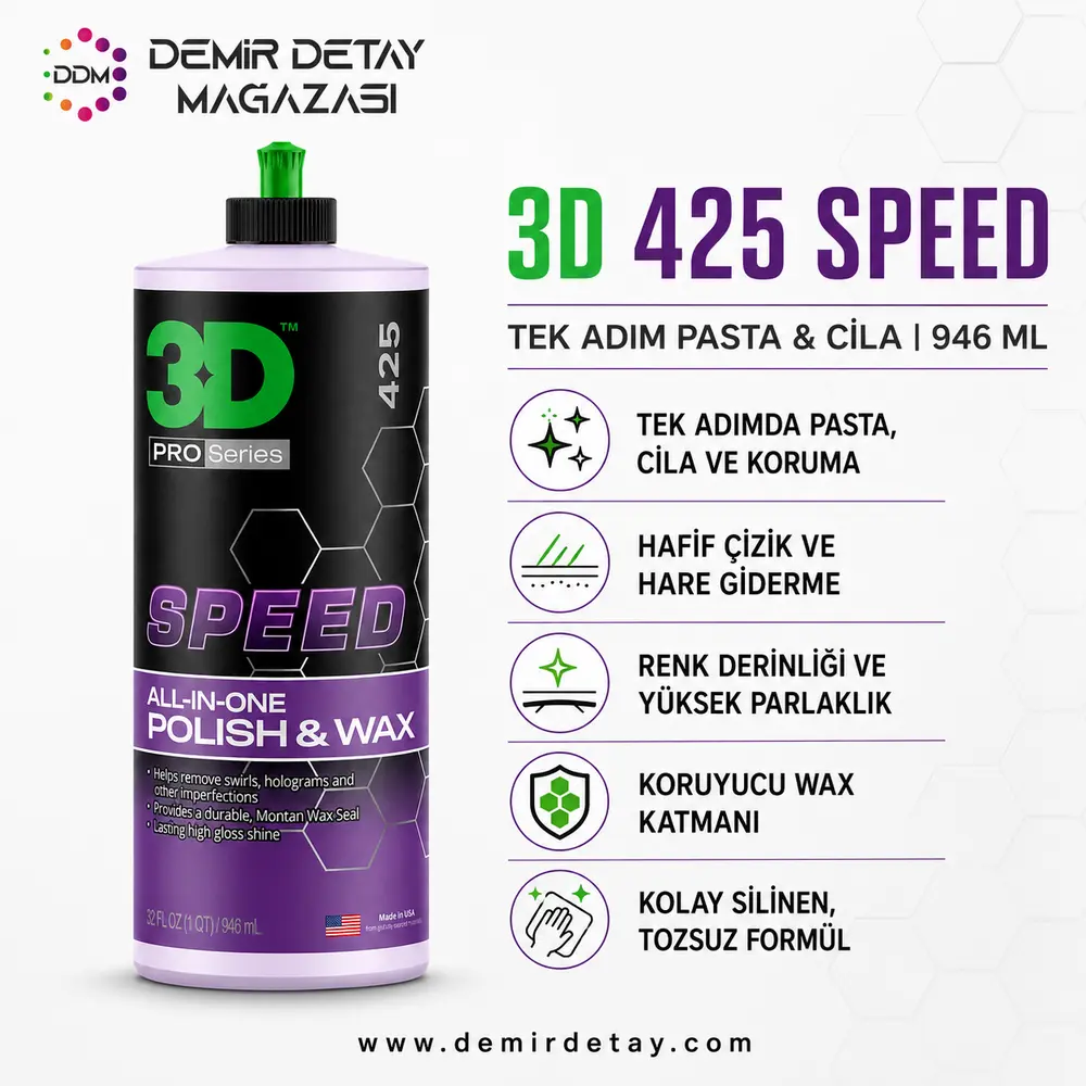 3D HD Speed All In One Polisaj ve Koruma 1 Litre | Tek Adım Pasta Cila ve Wax