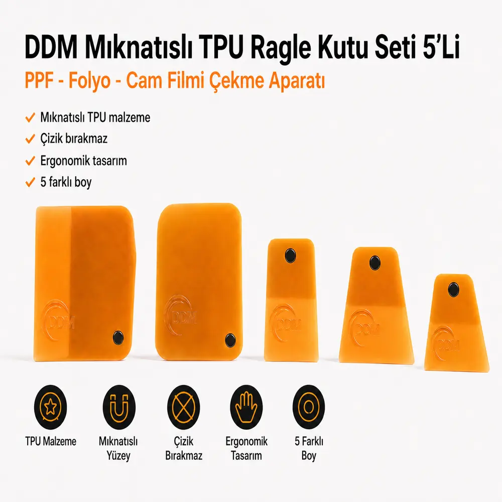 DDM Mıknatıslı TPU Ragle Kutu Seti 5’Li - PPF - Folyo - Cam Filmi Çekme Aparatı Çekçek