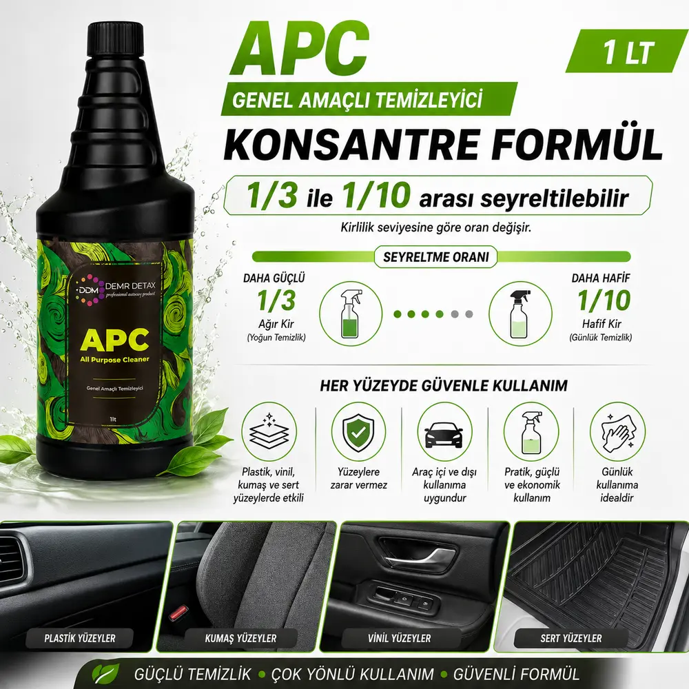 DDM APC 1 Lt Konsantre Genel Amaçlı Temizleyici | Araç İçi ve Dışı Temizlik