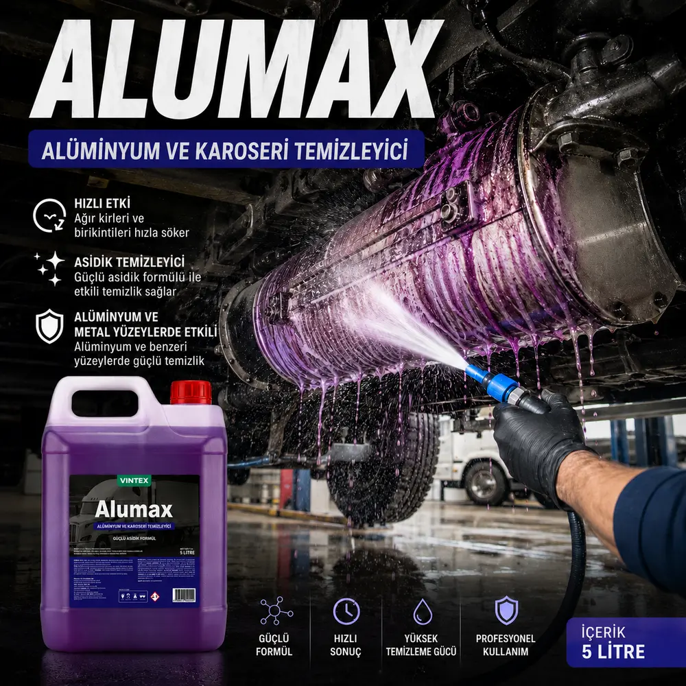 Alumax Asitli Alüminyum ve Şasi Temizleyici 1 Litre | Ağır Kir ve Oksit Temizleyici