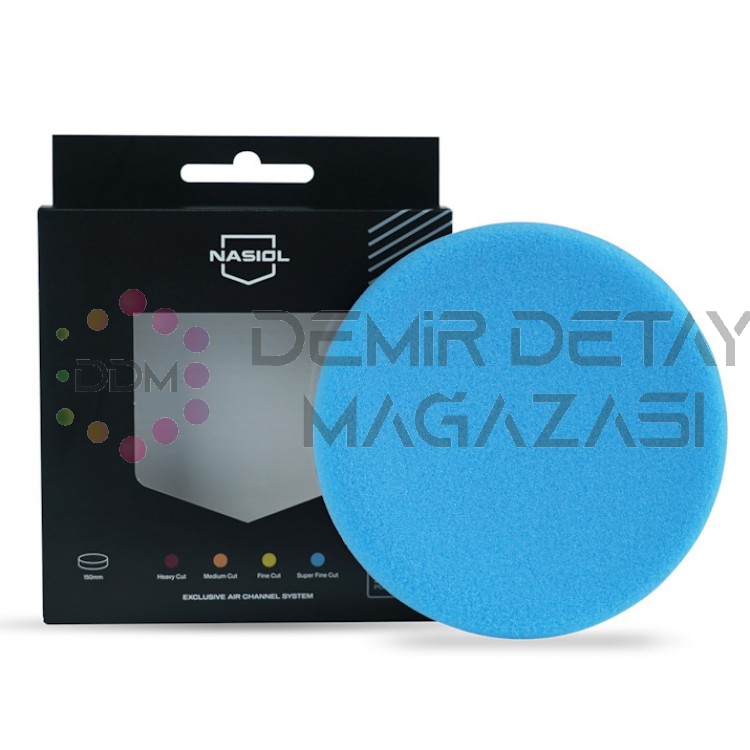 Nasiol Özel Hava Kanallı 150 MM Super Fine Cut Mavi Polisaj Pedi | Hologram Giderici Finisaj Süngeri