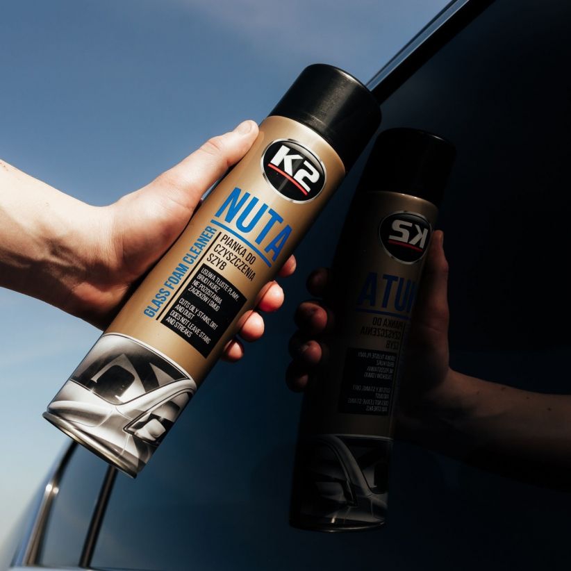 K2 Nuta Cam Temizleme Köpüğü 600 ML | İz Bırakmayan Cam, Far ve Ayna Temizleyici