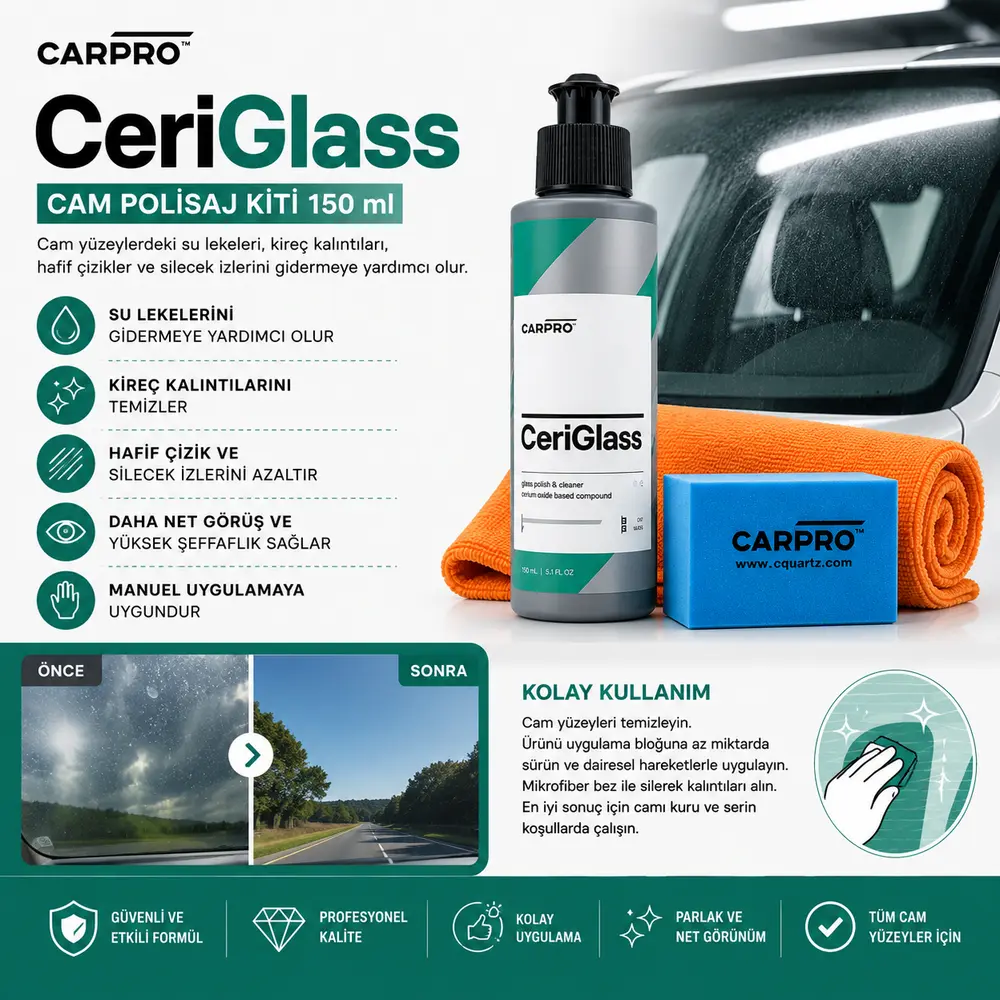 CarPro CeriGlass Cam Polisaj Kiti 150 ml