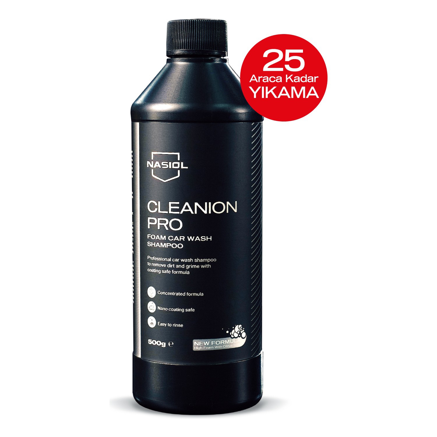 Nasiol Cleanion Pro New Formula Araç Konsantre Şampuan-500 Gr-Narenciye Kokulu, Fırçasız Oto Yıkama