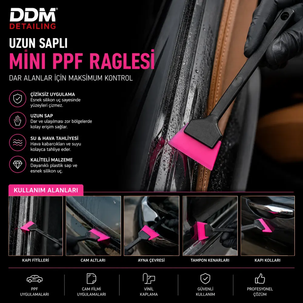 DDM Uzun Saplı Mini PPF ve Cam Filmi Raglesi 22x6 cm