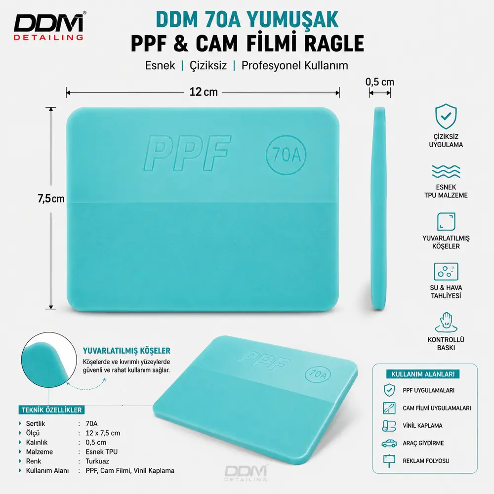 DDM 70A Yumuşak PPF ve Cam Filmi Ragle 12x7,5 cm