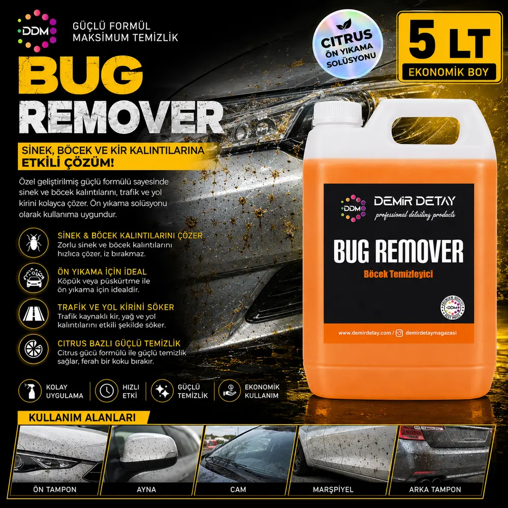 DDM Citrus Bug Remover Böcek Temizleyici 5 LT | Güçlü Böcek Kalıntısı ve Organik Kir Temizleyici
