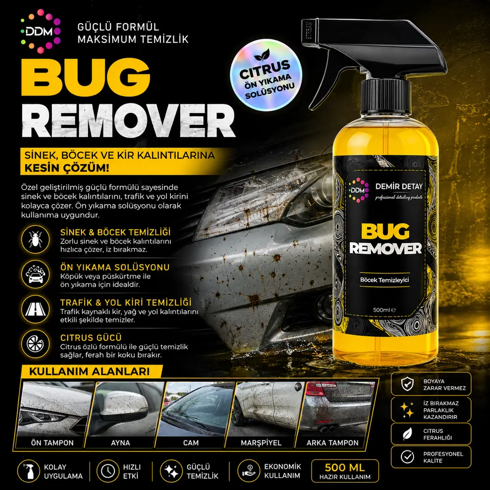DDM Citrus Bug Remover 500 ml | Böcek Kalıntısı ve Organik Kir Temizleyici