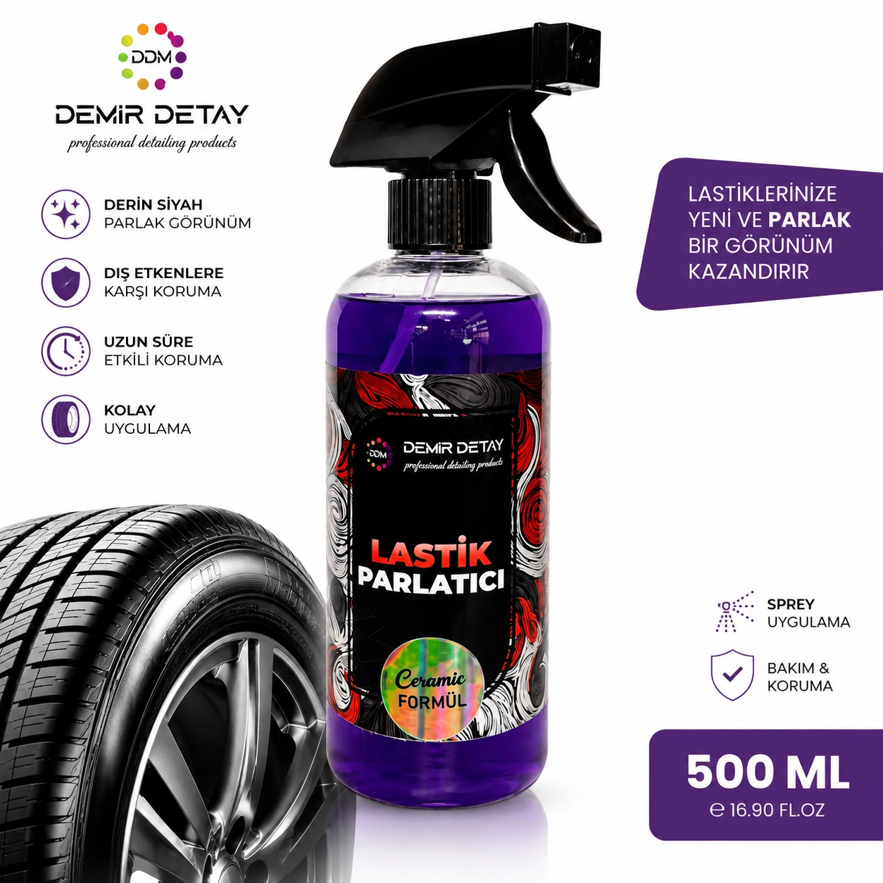 DDM Ceramic Lastik Parlatıcı Sprey 500 ML