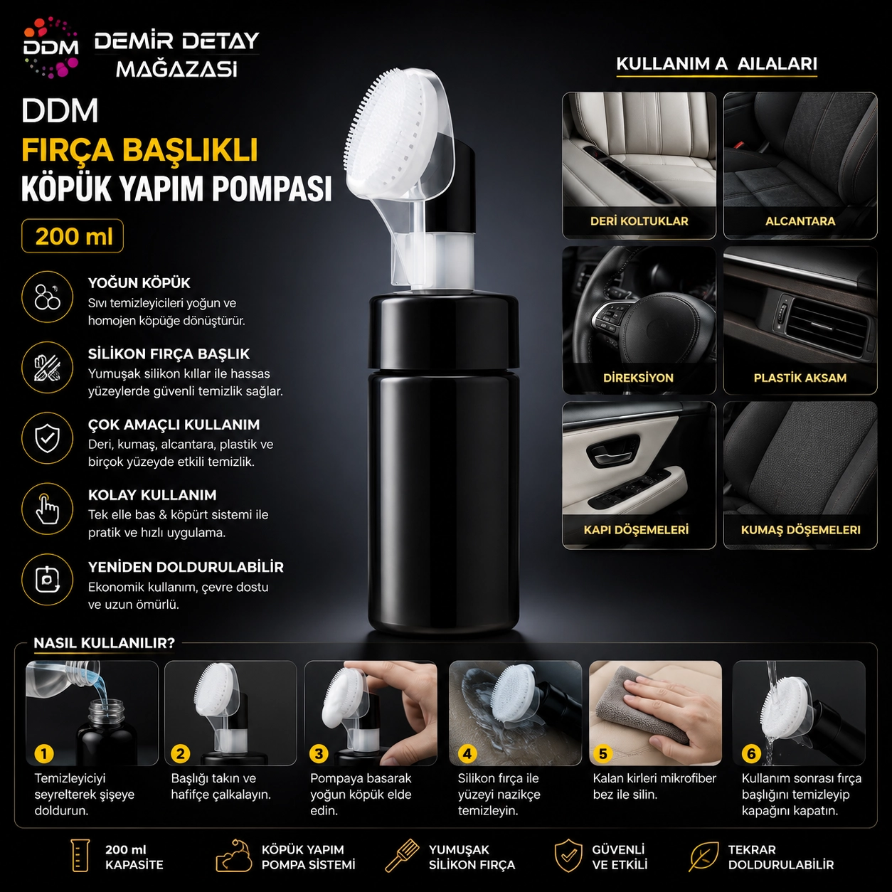 DDM Fırça Başlıklı Köpük Yapım Pompası 200 ml