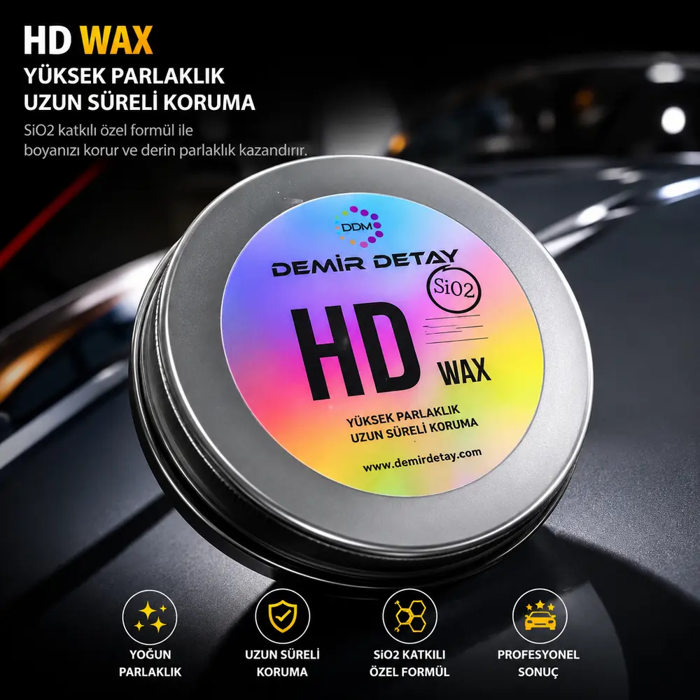 HD Wax Metal SiO2 Seramik Özellikli Wax | Yüksek Parlaklık ve Süper Hidrofobik Koruma