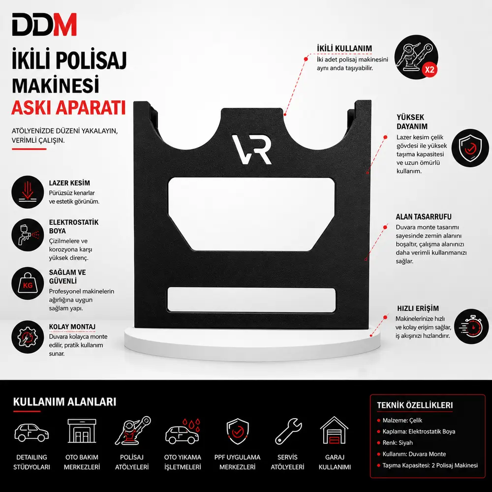 DDM İkili Polisaj Makinesi Askı Aparatı Metal Duvar Askılığı