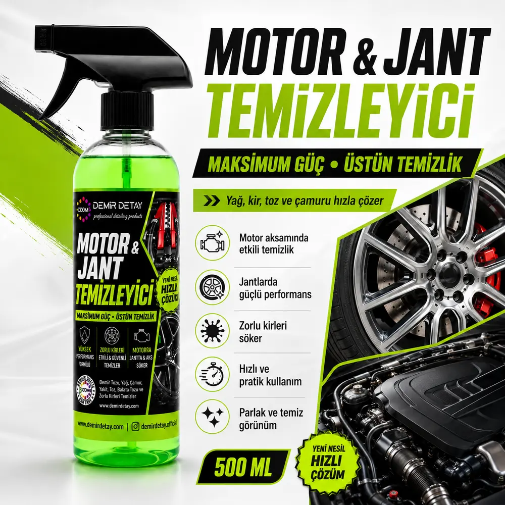 DDM Jant ve Motor Temizleyici 500 ML | Güçlü Yağ ve Kir Çözücü MJ500