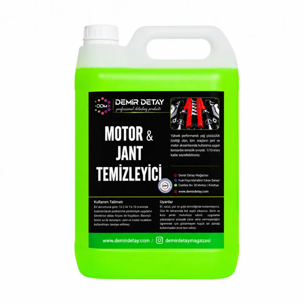 DDM Motor ve Jant Temizleyici Konsantre 5 Lt | Güçlü Yağ, Kir ve Balata Tozu Temizleyici