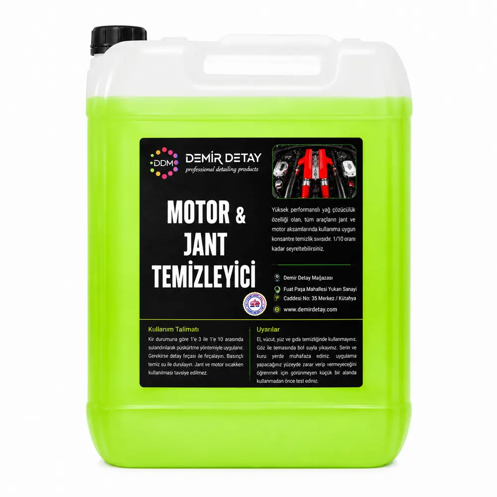 DDM Motor ve Jant Temizleyici Konsantre 22 Lt | Güçlü Yağ, Kir ve Balata Tozu Temizleyici