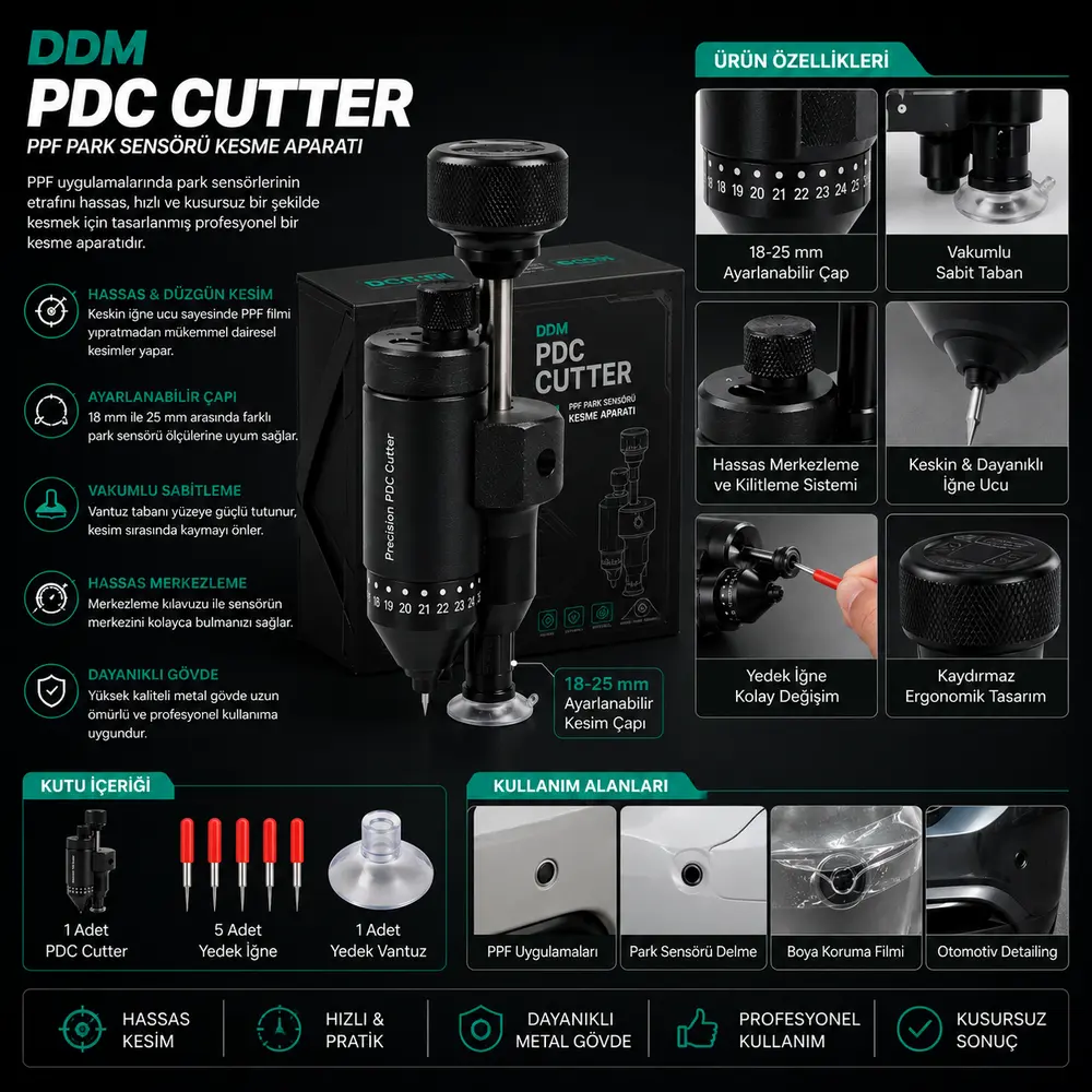 DDM PDC Cutter | PPF Park Sensörü Kesme ve Delme Aparatı