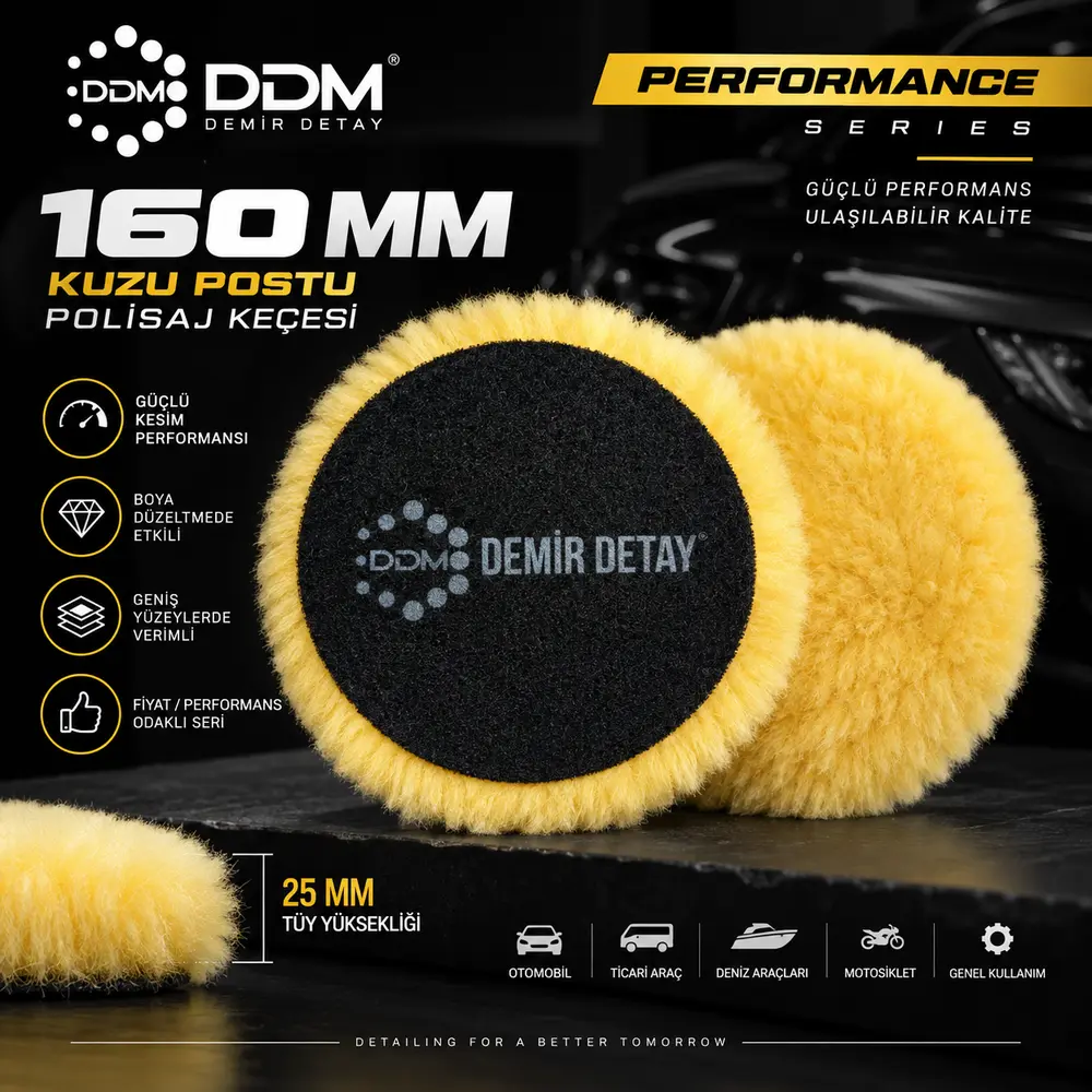 DDM Performance 160 mm Sarı Kuzu Postu Polisaj Keçesi