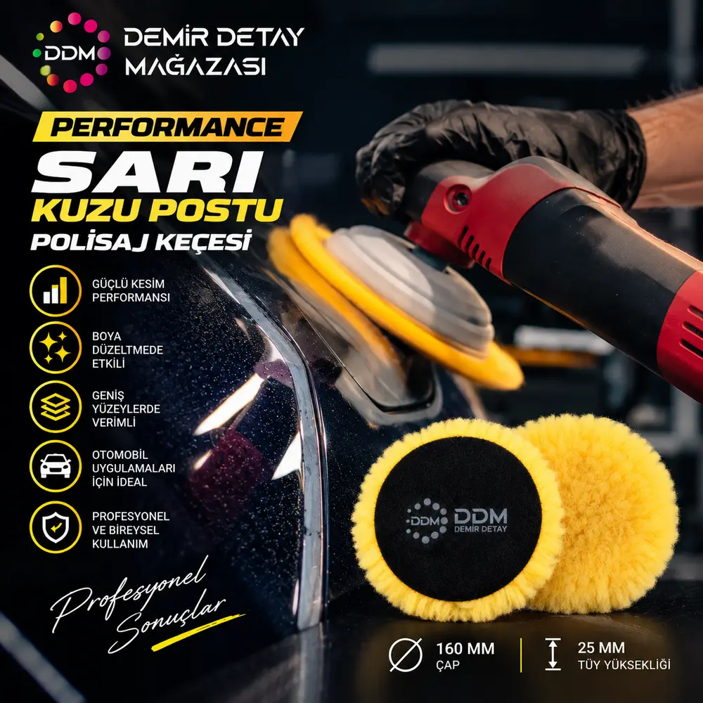 DDM Performance 160 mm Sarı Kuzu Postu Polisaj Keçesi