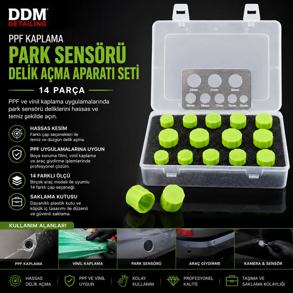 DDM PPF Park Sensörü Delik Açma Aparatı Seti 14 Parça