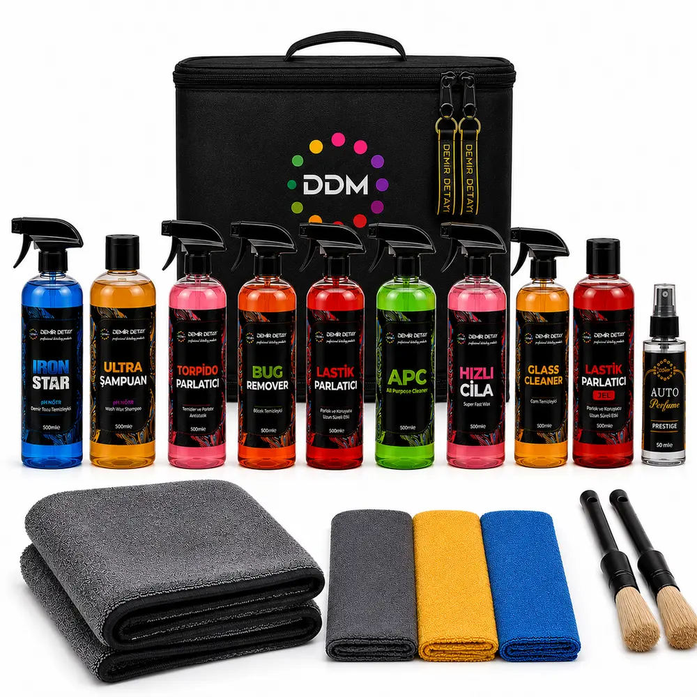 DDM Car Detailing Kit 17 PCS | Çantalı Profesyonel Araç Bakım ve Detay Seti