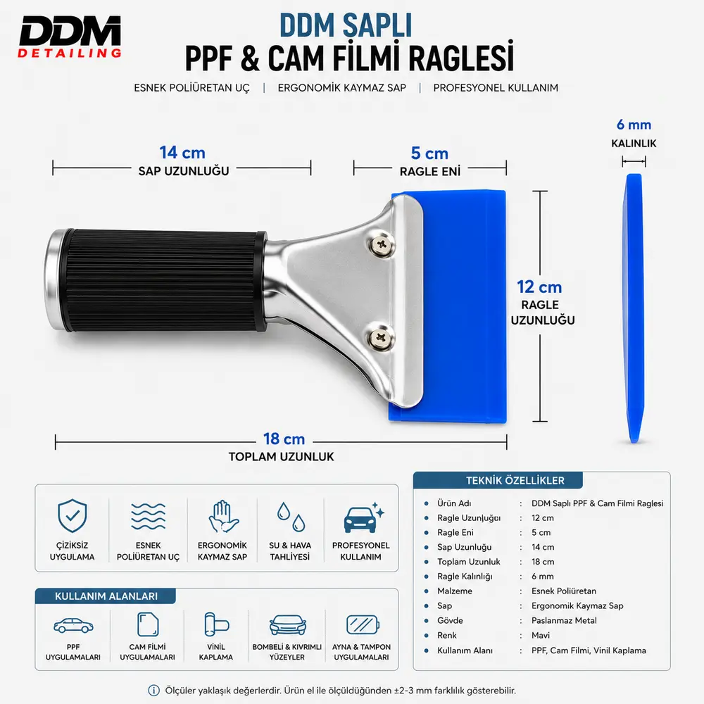 DDM Saplı PPF ve Cam Filmi Uygulama Raglesi Mavi