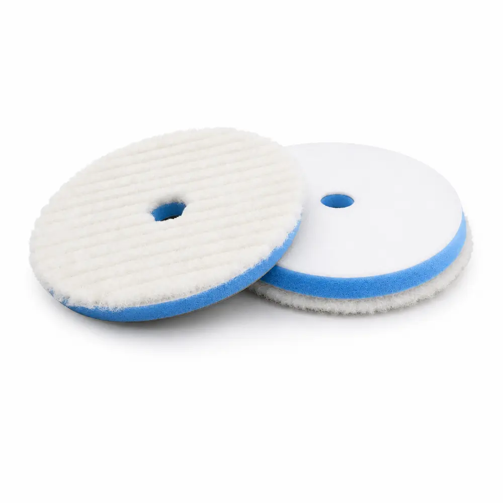 DDM Sponge & Wool Pad Mavi Taban Agresif Yün Pasta Keçesi 125/140 MM | Rotary & Orbital Polisaj Keçesi